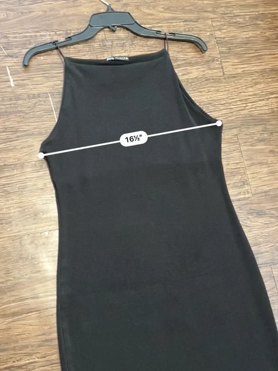Zara Black Square-Neck Midi Slip Dress with Thin Straps - Picture 9 of 9